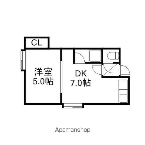 サンパレス美園(1DK/3階)の間取り写真