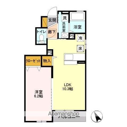 シャンティ(1LDK/1階)の間取り写真