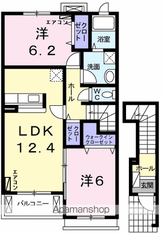 ルミナス・MⅢA棟(2LDK/2階)の間取り写真