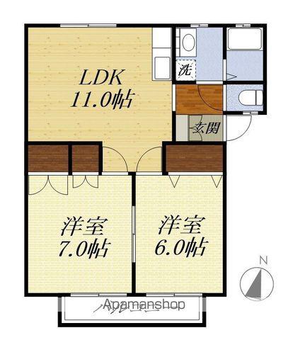 ヒルズガーデン(2LDK/1階)の間取り写真