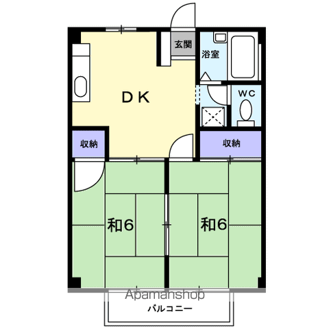 シティハイツ高木B(2DK/2階)の間取り写真