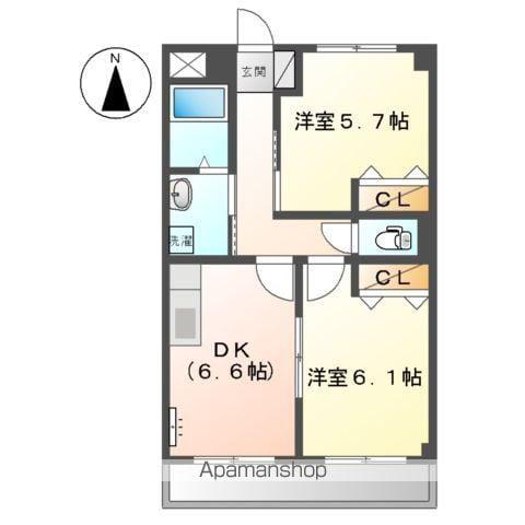 メゾン青豊(2DK/2階)の間取り写真