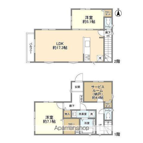 京王電鉄高尾線 京王片倉駅 徒歩6分 2階建 築1年(2SLDK)の間取り写真