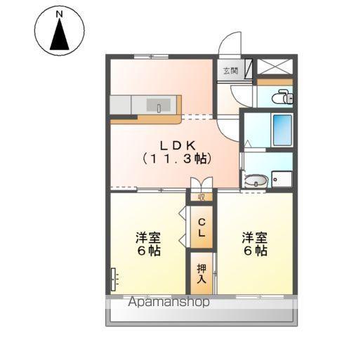 ウッドヴェール(2LDK/2階)の間取り写真