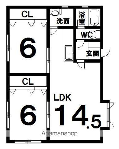 ウィスタリア(2LDK/1階)の間取り写真