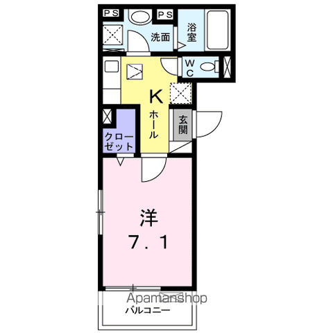シャンテハウス中根Ⅲ(1K/1階)の間取り写真