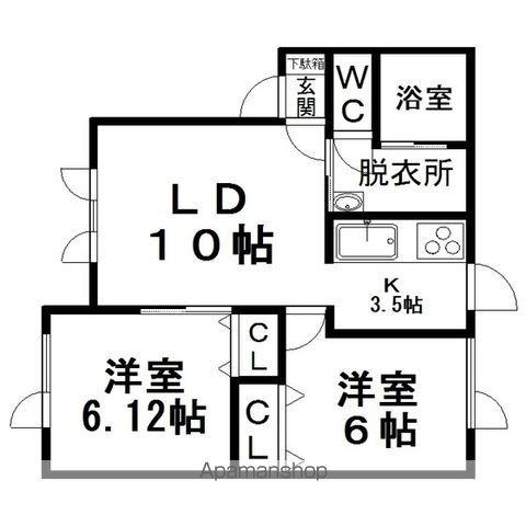 フリージアA(2LDK/1階)の間取り写真