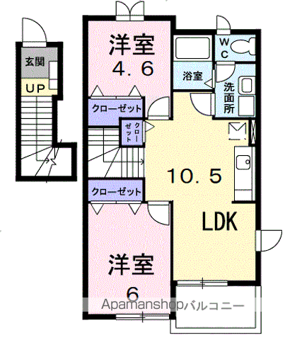 プチレジデンス ディーヴァ D(2LDK/2階)の間取り写真