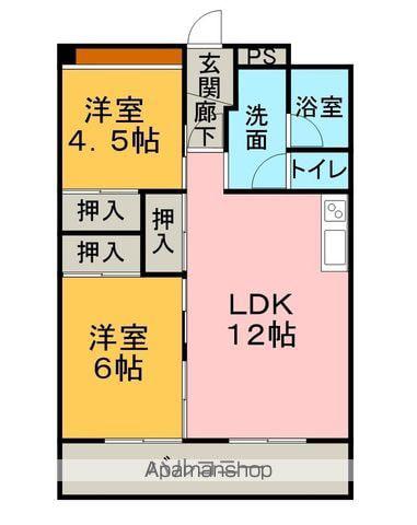 蓮池マンション(2LDK/4階)の間取り写真
