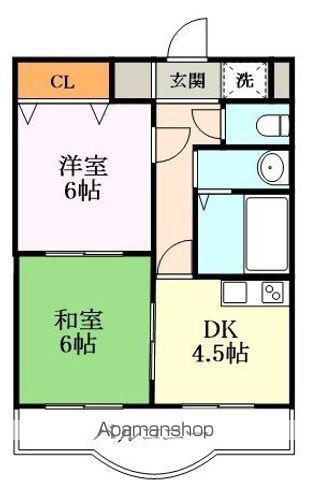 ロイヤル宇治(2K/1階)の間取り写真