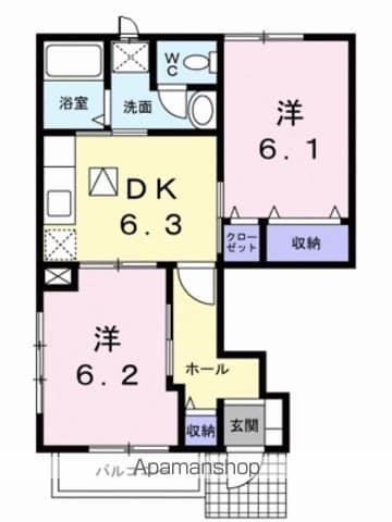 ヴィラ・エテルノB(2DK/1階)の間取り写真