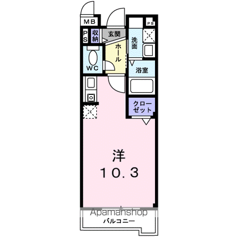 フィールドロード2(ワンルーム/1階)の間取り写真