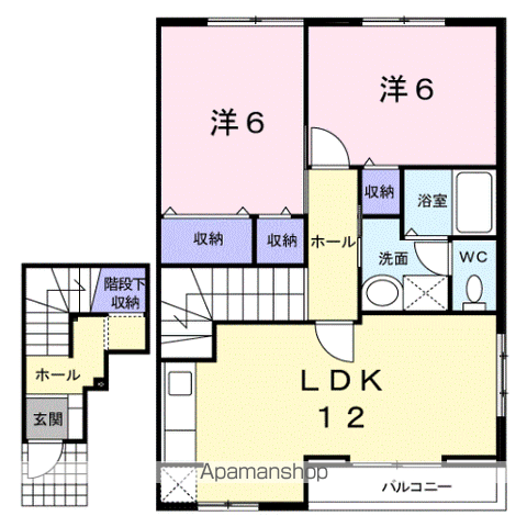 ヴェルドミールA(2LDK/2階)の間取り写真