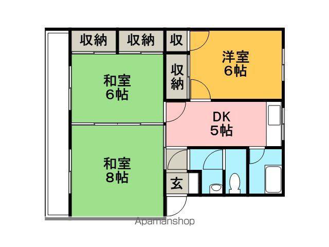 宗コーポ(3DK/4階)の間取り写真