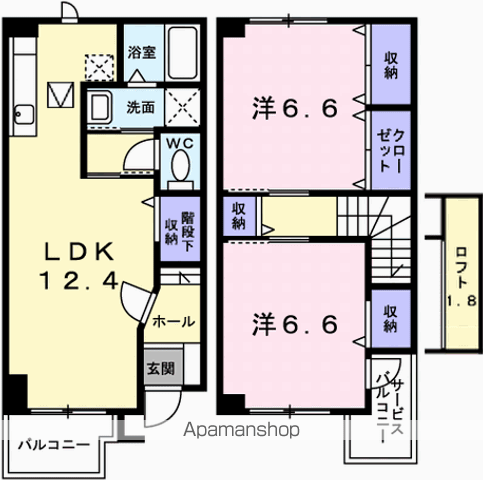 サニーハートB(2LDK)の間取り写真