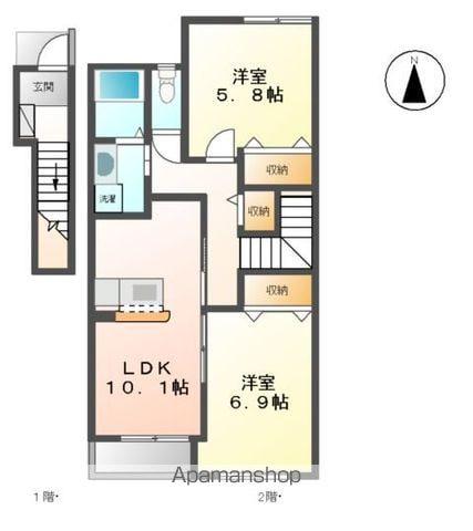 ドリームタウン(2LDK/2階)の間取り写真
