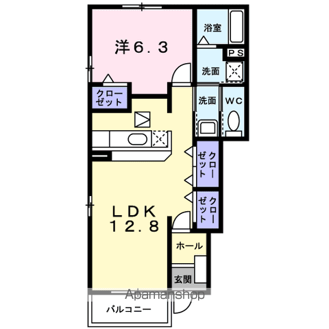 カーサ・プラシードⅠ(1LDK/1階)の間取り写真