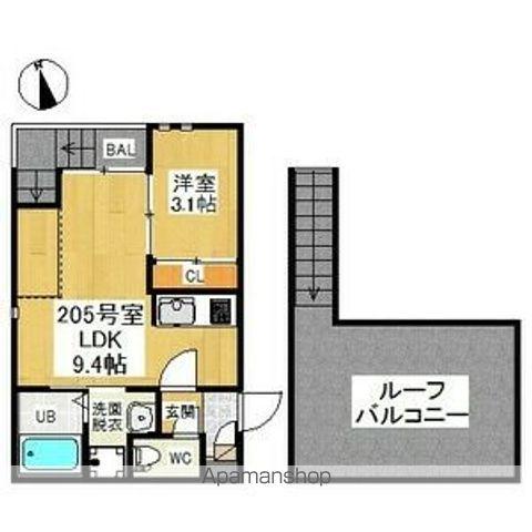 GRANDTIC RESIDENCE堀田(1LDK/2階)の間取り写真