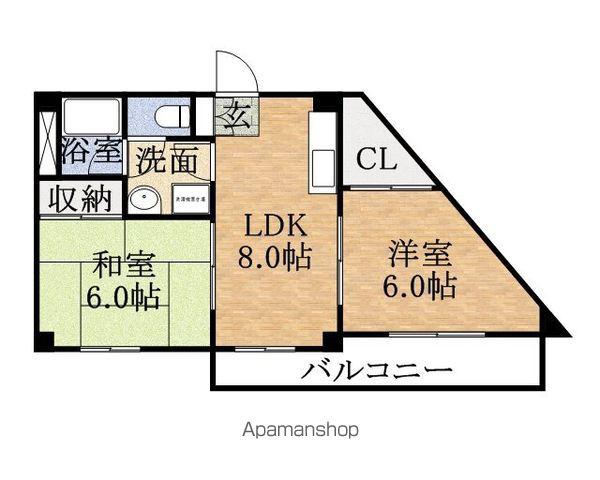 ハイム希夢大東(2DK/4階)の間取り写真