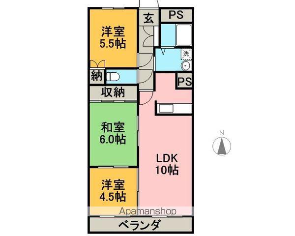 レオパレス宝(3LDK/3階)の間取り写真