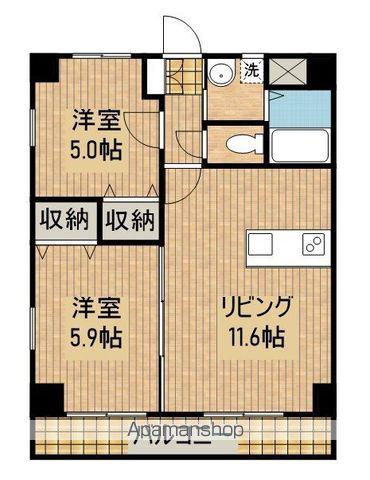 BLU MARE(2LDK/5階)の間取り写真