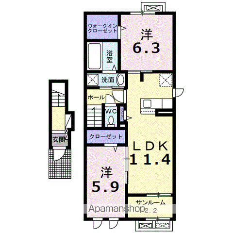 ジュリピコ(2LDK/2階)の間取り写真