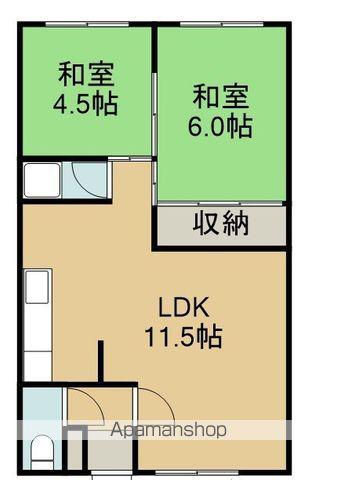 大空荘NO3(2LDK/2階)の間取り写真