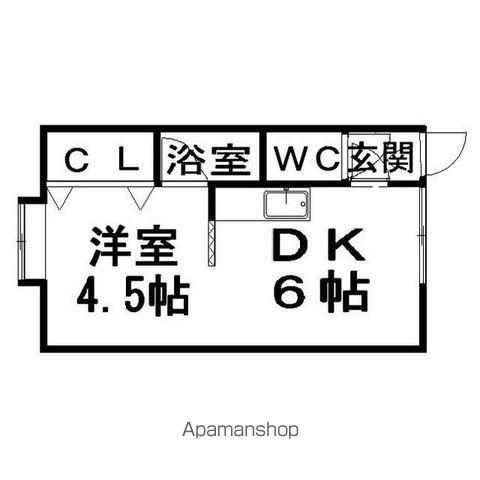 ノースウエスト(1DK/2階)の間取り写真