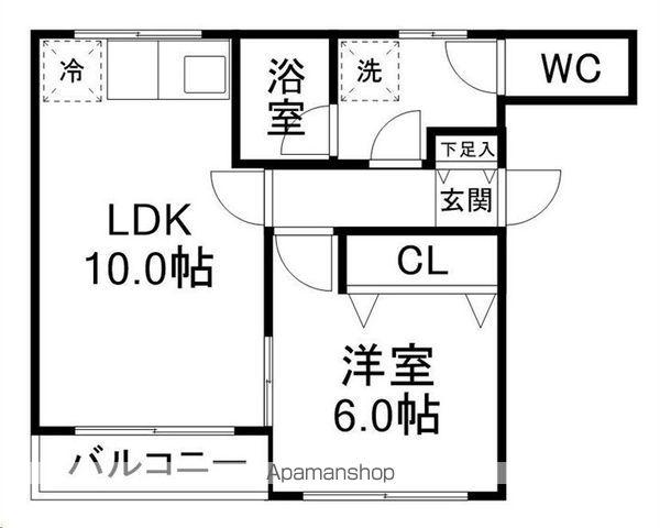 マルーム武者2(1LDK/1階)の間取り写真