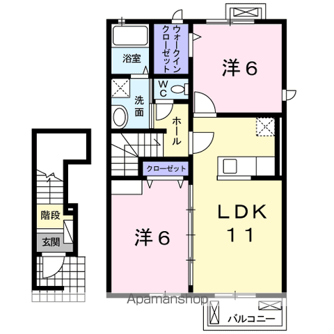 フォーシーズンⅠ(2LDK/2階)の間取り写真