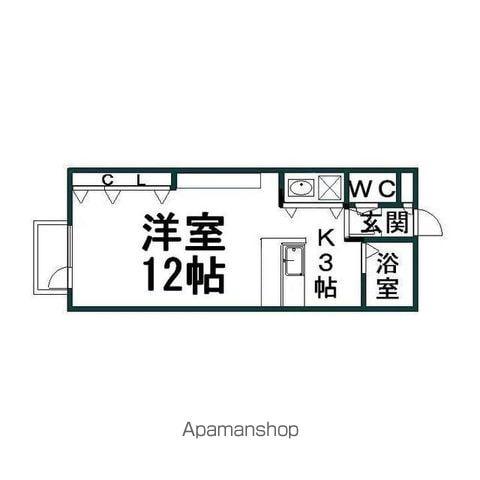 パセオ常盤C(1K/2階)の間取り写真