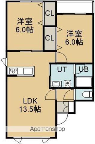 フィールドハウス(2LDK/1階)の間取り写真