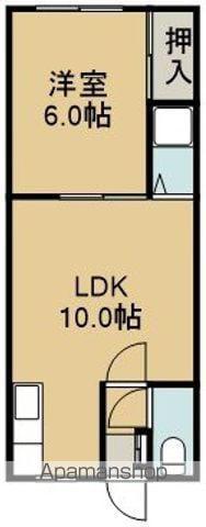 ルーベデンス川原壱号館(1LDK/2階)の間取り写真