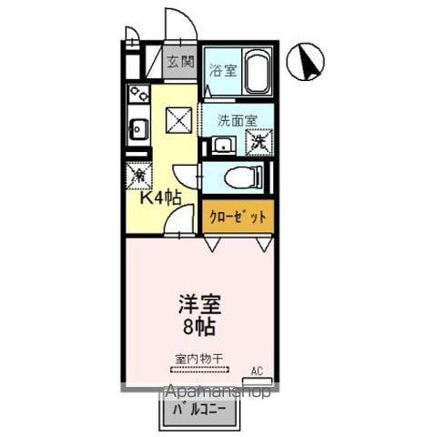 サンローズA棟(1K/1階)の間取り写真