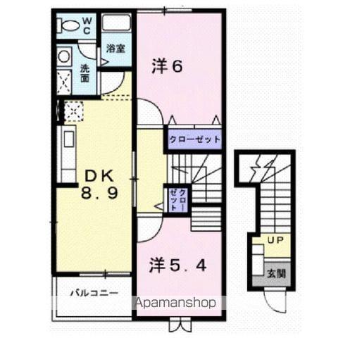 高丘リバーサイド(2DK/2階)の間取り写真