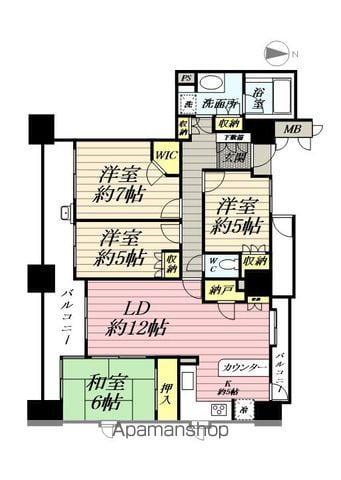 仙台パークホームズ新寺公園(4LDK/2階)の間取り写真
