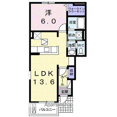 LADYBIRD(1LDK/1階)の間取り写真