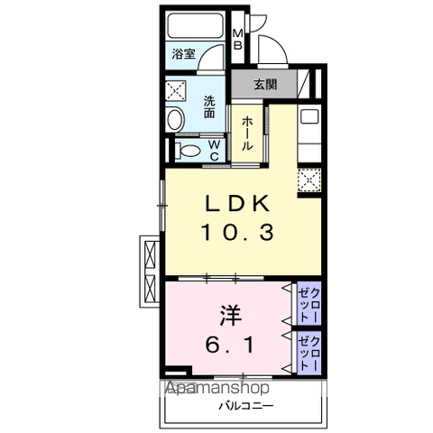 静岡鉄道静岡清水線 御門台駅 徒歩18分 3階建 築6年(1LDK/2階)の間取り写真