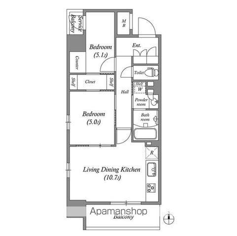 コスモグラシア三ノ輪(2LDK/10階)の間取り写真