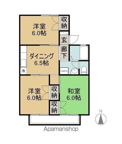 ユーハイツ(3DK/1階)の間取り写真