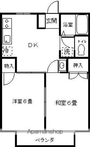 ベルメゾンBB2(2DK/1階)の間取り写真