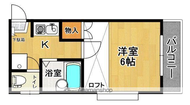 フローラ C棟(1K/2階)の間取り写真