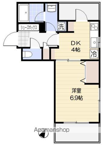 グリーンコート一の坂(1K/2階)の間取り写真