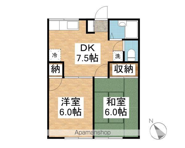 アーバイン大越ハイツB(2DK/1階)の間取り写真