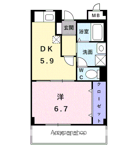 エムズコート(1DK/2階)の間取り写真