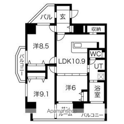 さくらHILLS ARAKO(3LDK/13階)の間取り写真