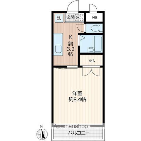 シャトレ新町Ⅱ(1K/5階)の間取り写真