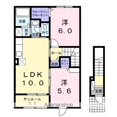 サニーガーデンⅠ(2LDK/2階)の間取り写真