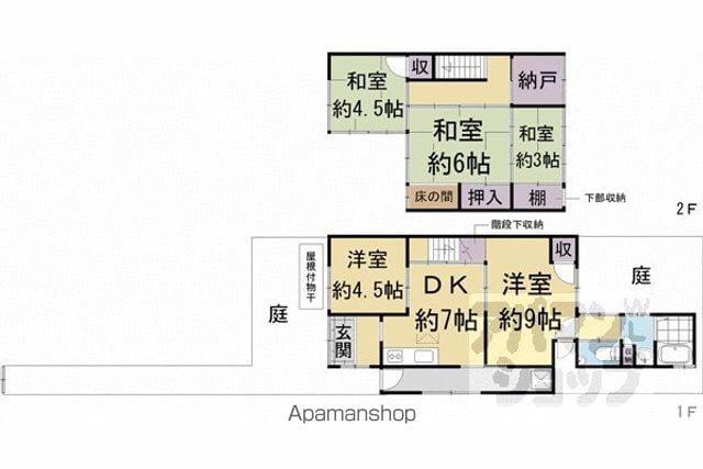 京都市烏丸線 北大路駅 徒歩14分 2階建 築101年(5SDK)の間取り写真