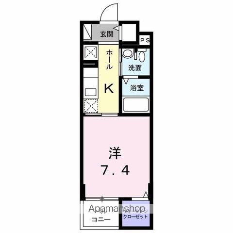 京王電鉄相模原線 京王堀之内駅 徒歩6分 4階建 築13年(1K/4階)の間取り写真